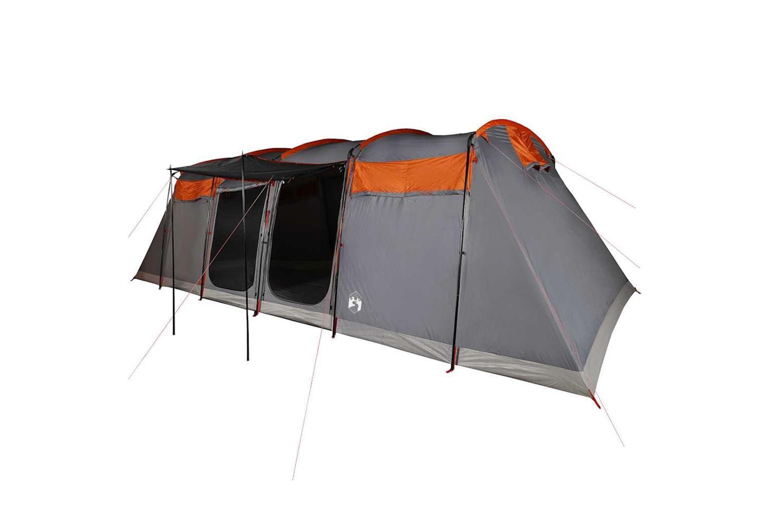 Vidaxl Family Tent Tunnel 10-person Grey And Orange Waterproof-2
