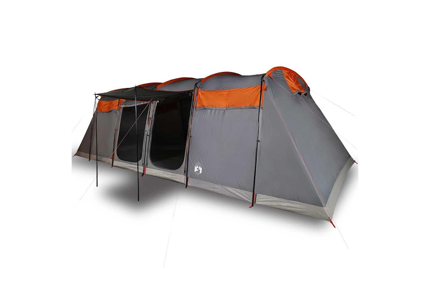 Vidaxl Family Tent Tunnel 10-person Grey And Orange Waterproof-4