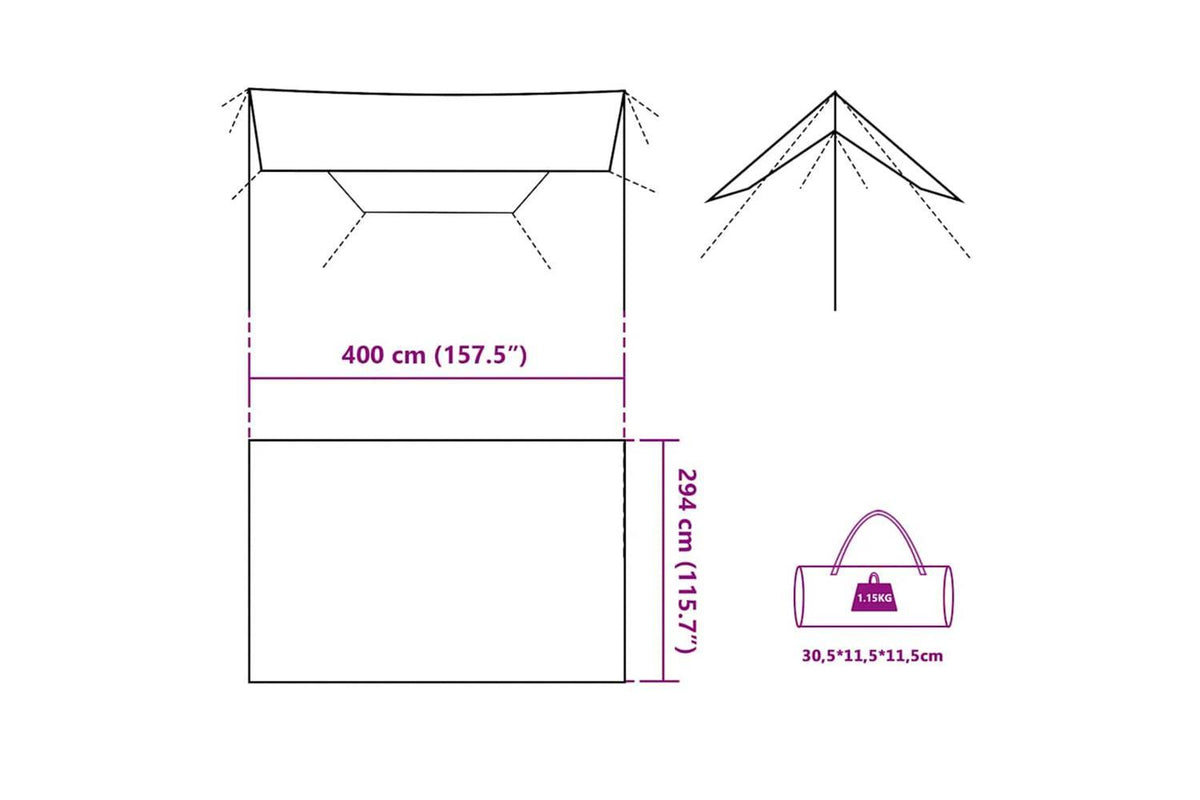 Vidaxl Camping Tarp Green 400x294 Cm Waterproof-10