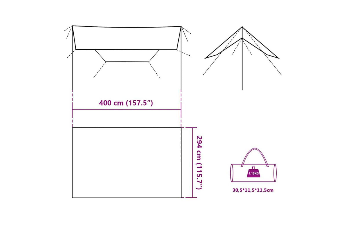 Vidaxl Camping Tarp Grey And Orange 400x294 Cm Waterproof-10