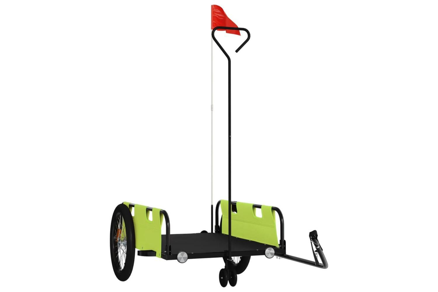 Vidaxl Bike Trailer Green And Black Oxford Fabric And Iron