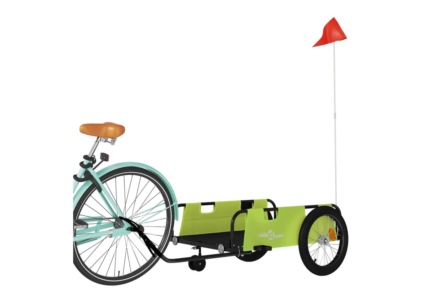 Vidaxl Bike Trailer Green And Black Oxford Fabric And Iron-3