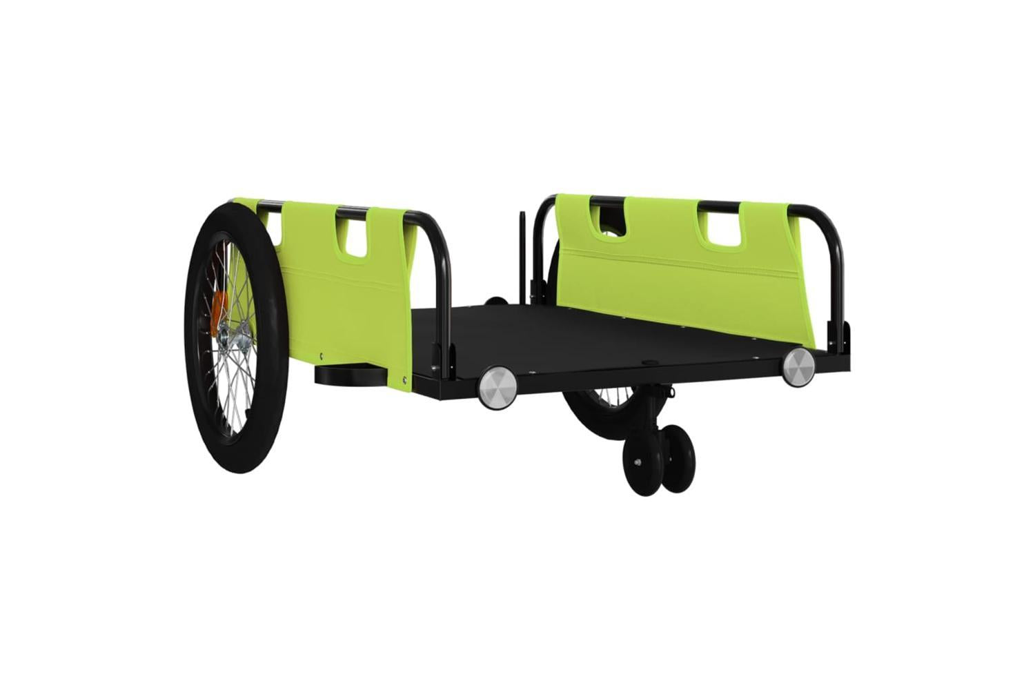 Vidaxl Bike Trailer Green And Black Oxford Fabric And Iron-4