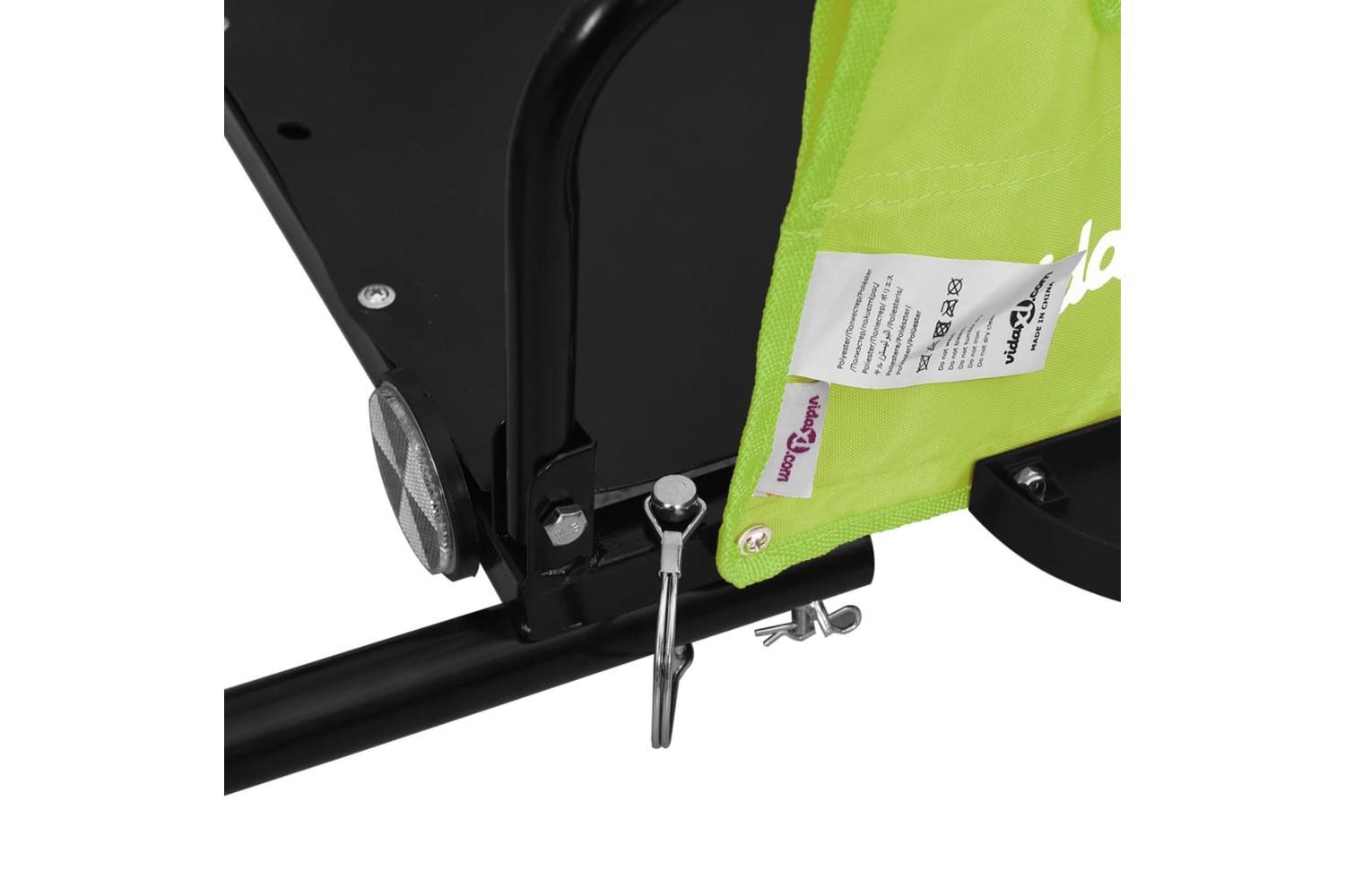 Vidaxl Bike Trailer Green And Black Oxford Fabric And Iron-8