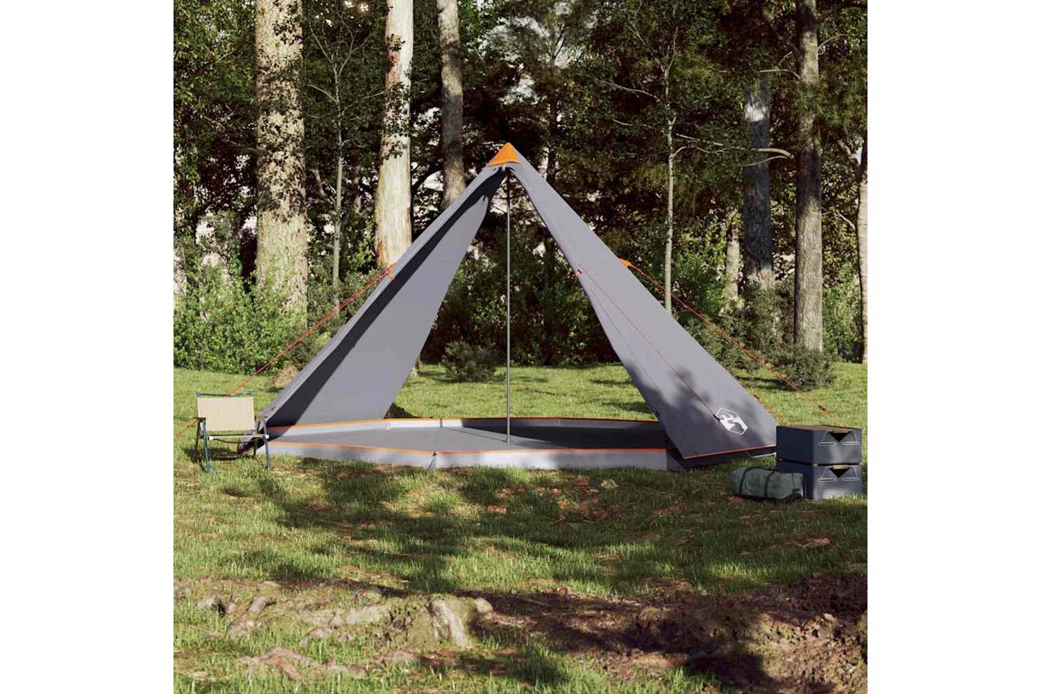 Vidaxl Family Tent Tipi 8-person Grey And Orange Waterproof-3