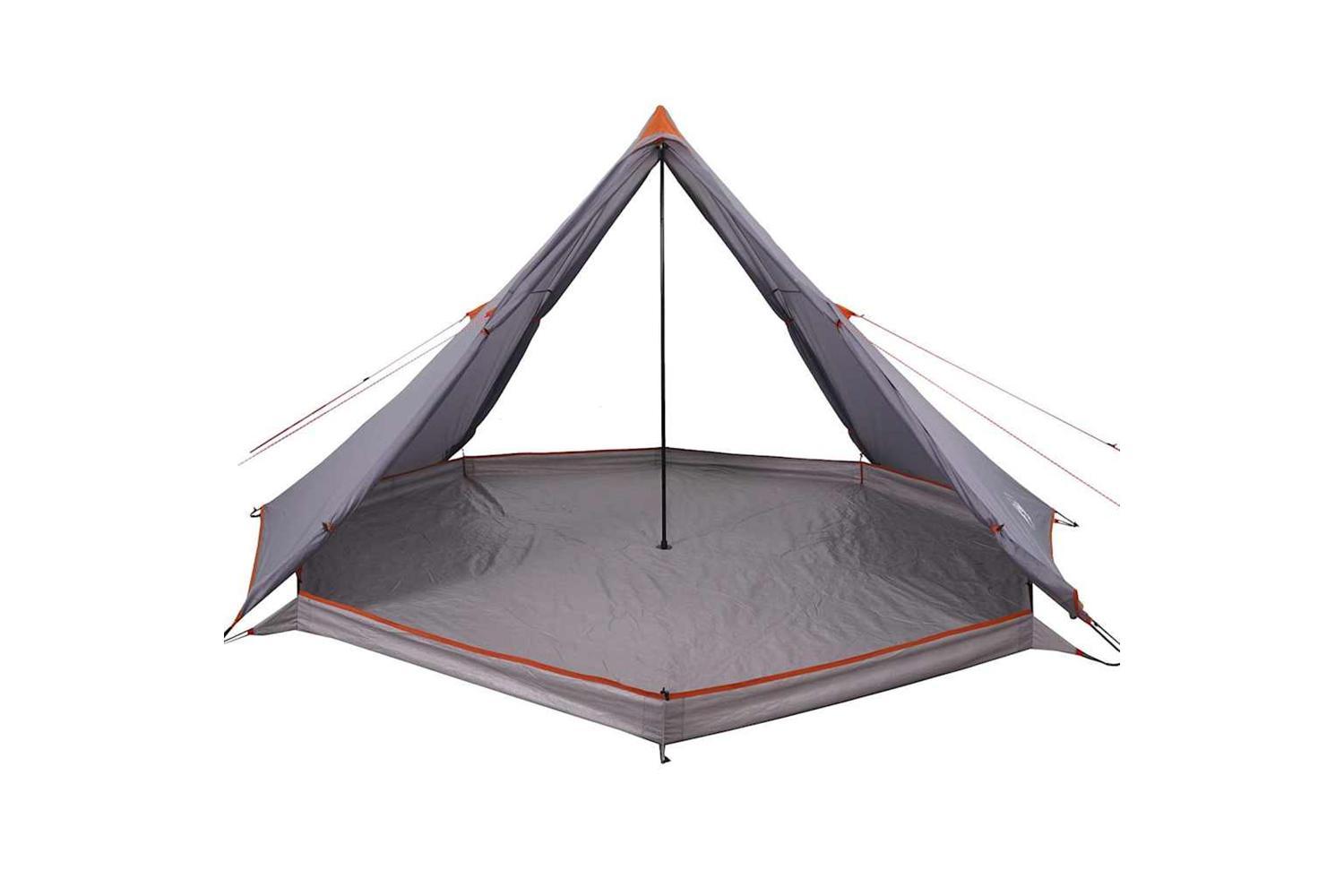 Vidaxl Family Tent Tipi 8-person Grey And Orange Waterproof-5