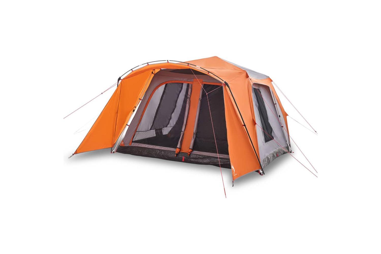 Vidaxl Family Tent With Porch 9-person Grey And Orange Quick Release