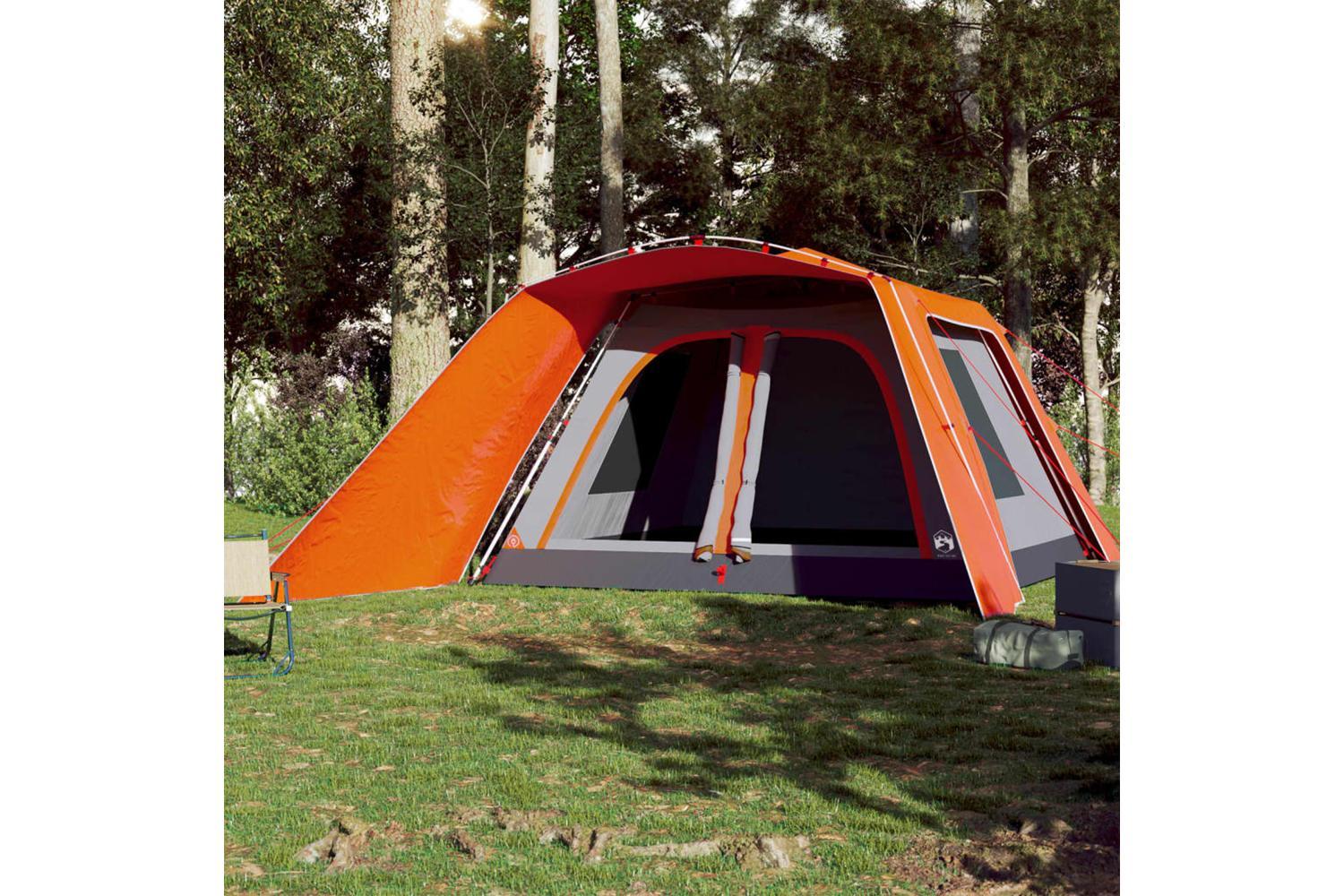 Vidaxl Family Tent With Porch 9-person Grey And Orange Quick Release-3