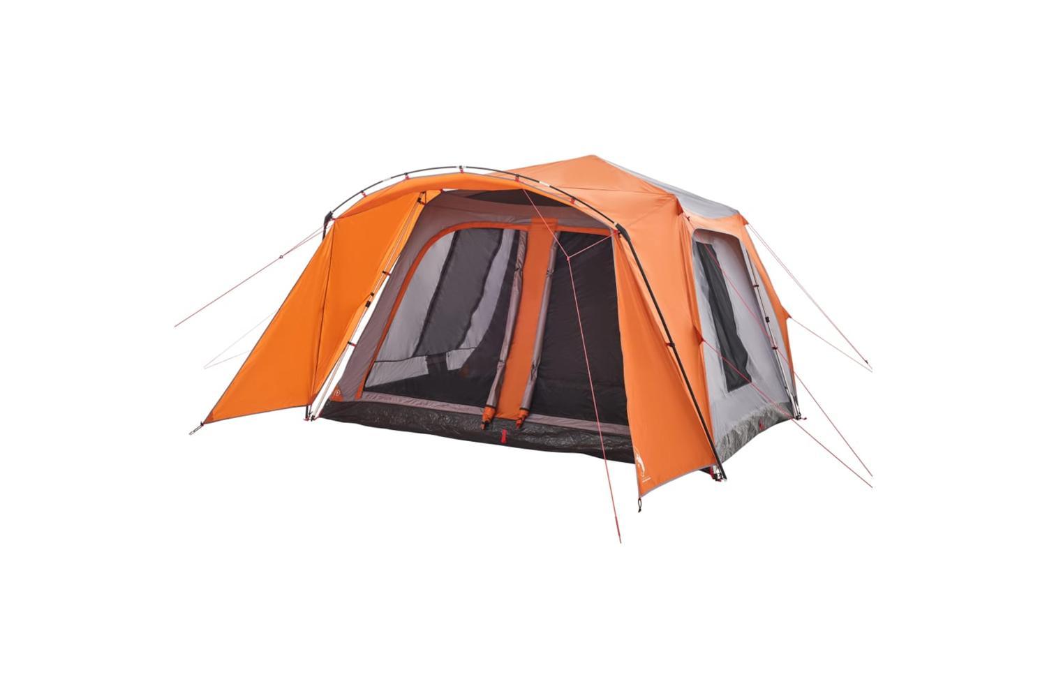 Vidaxl Family Tent With Porch 9-person Grey And Orange Quick Release-4