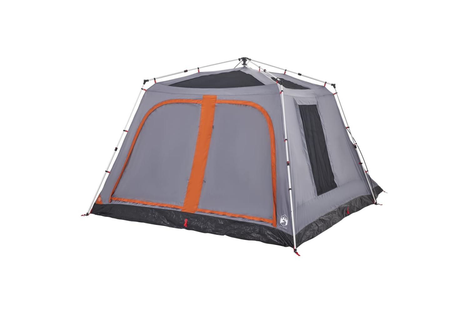 Vidaxl Family Tent With Porch 9-person Grey And Orange Quick Release-7