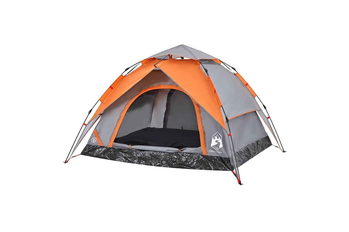 Vidaxl Camping Tent Dome 3-person Grey And Orange Quick Release-4