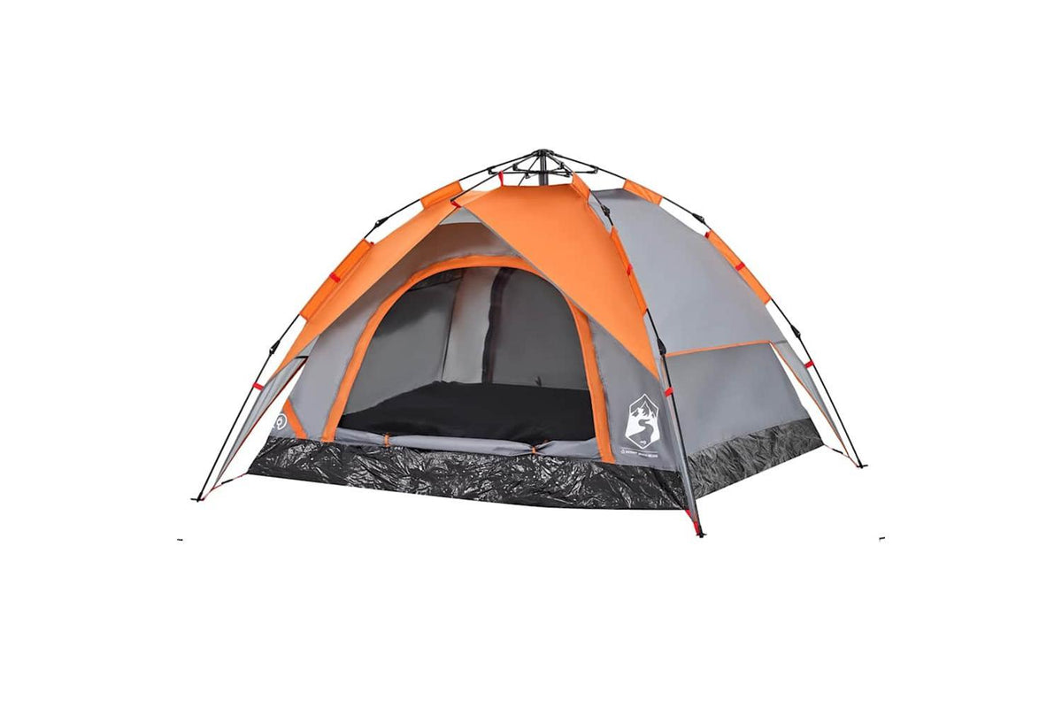 Vidaxl Camping Tent Dome 3-person Grey And Orange Quick Release-5