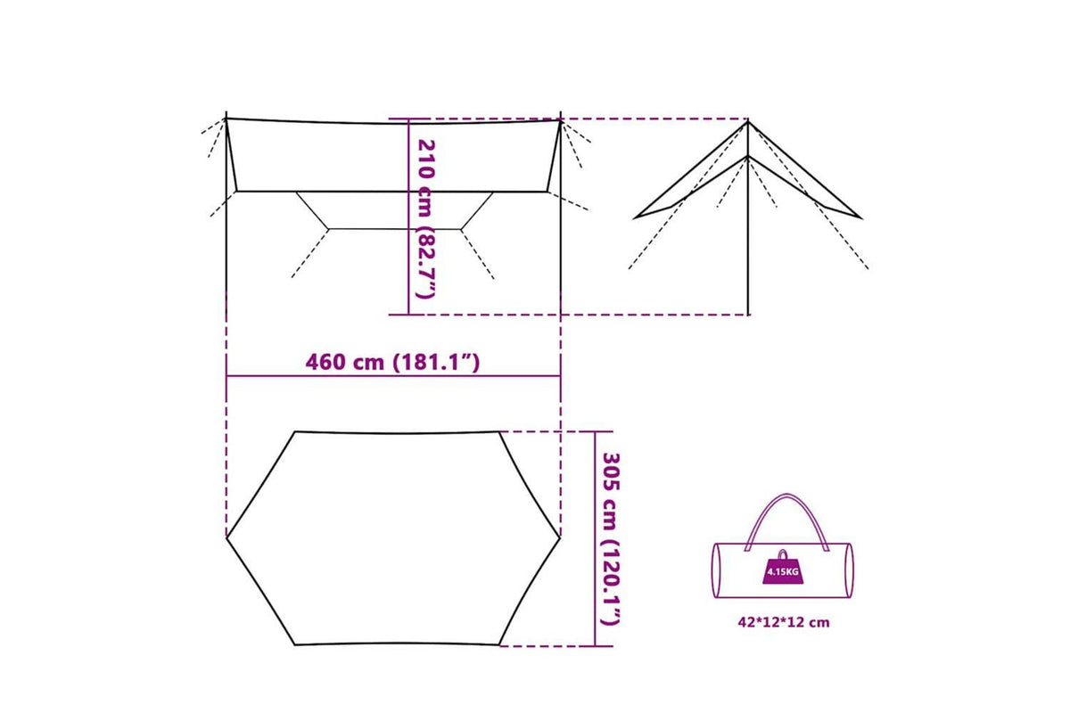 Vidaxl Camping Tarp Blue 460x305x210 Cm Waterproof-9