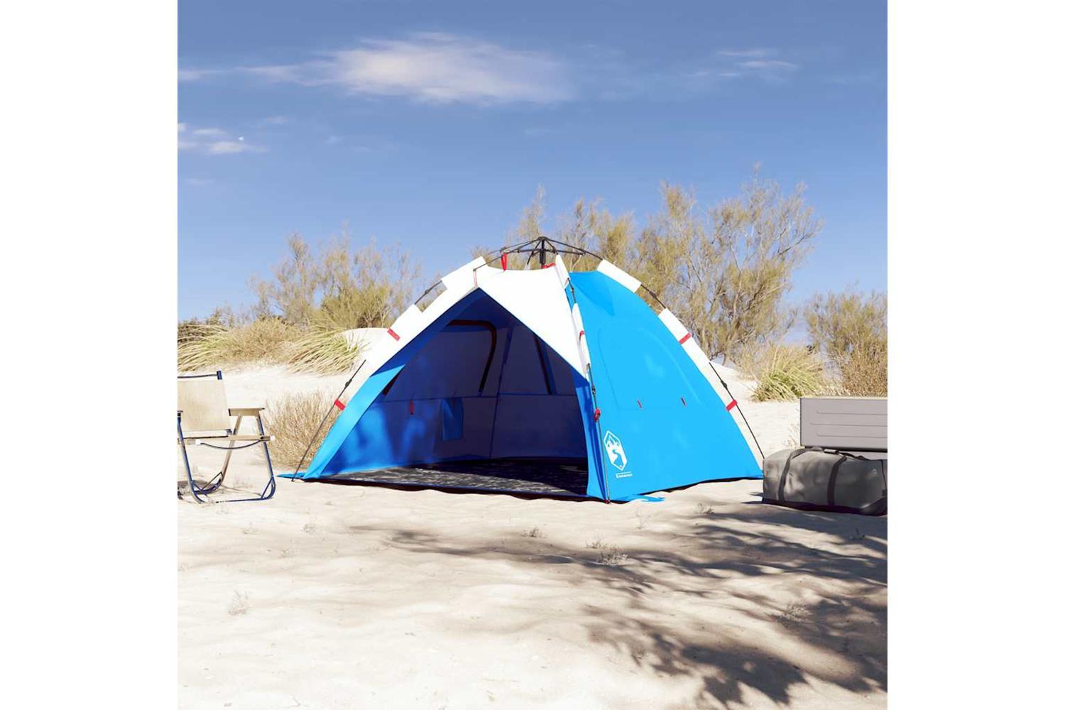Vidaxl Beach Tent 3-person Azure Blue Quick Release Waterproof-3