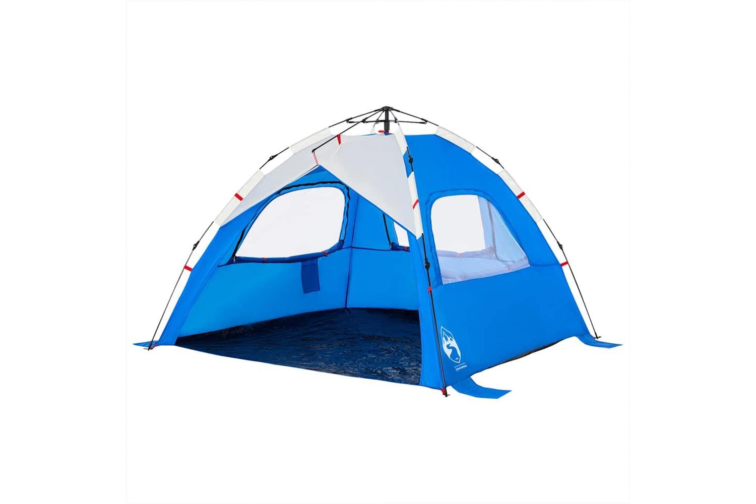 Vidaxl Beach Tent 3-person Azure Blue Quick Release Waterproof-5