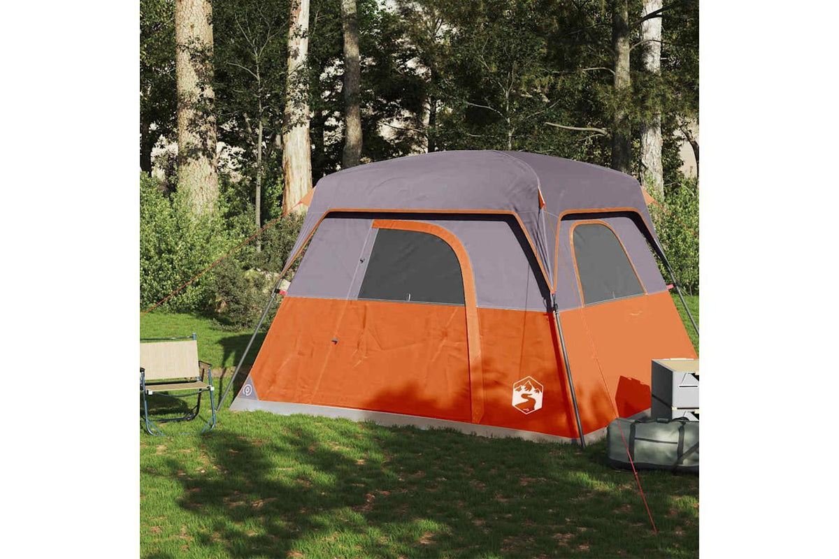 Vidaxl Camping Tent Cabin 4-person Orange Waterproof-3