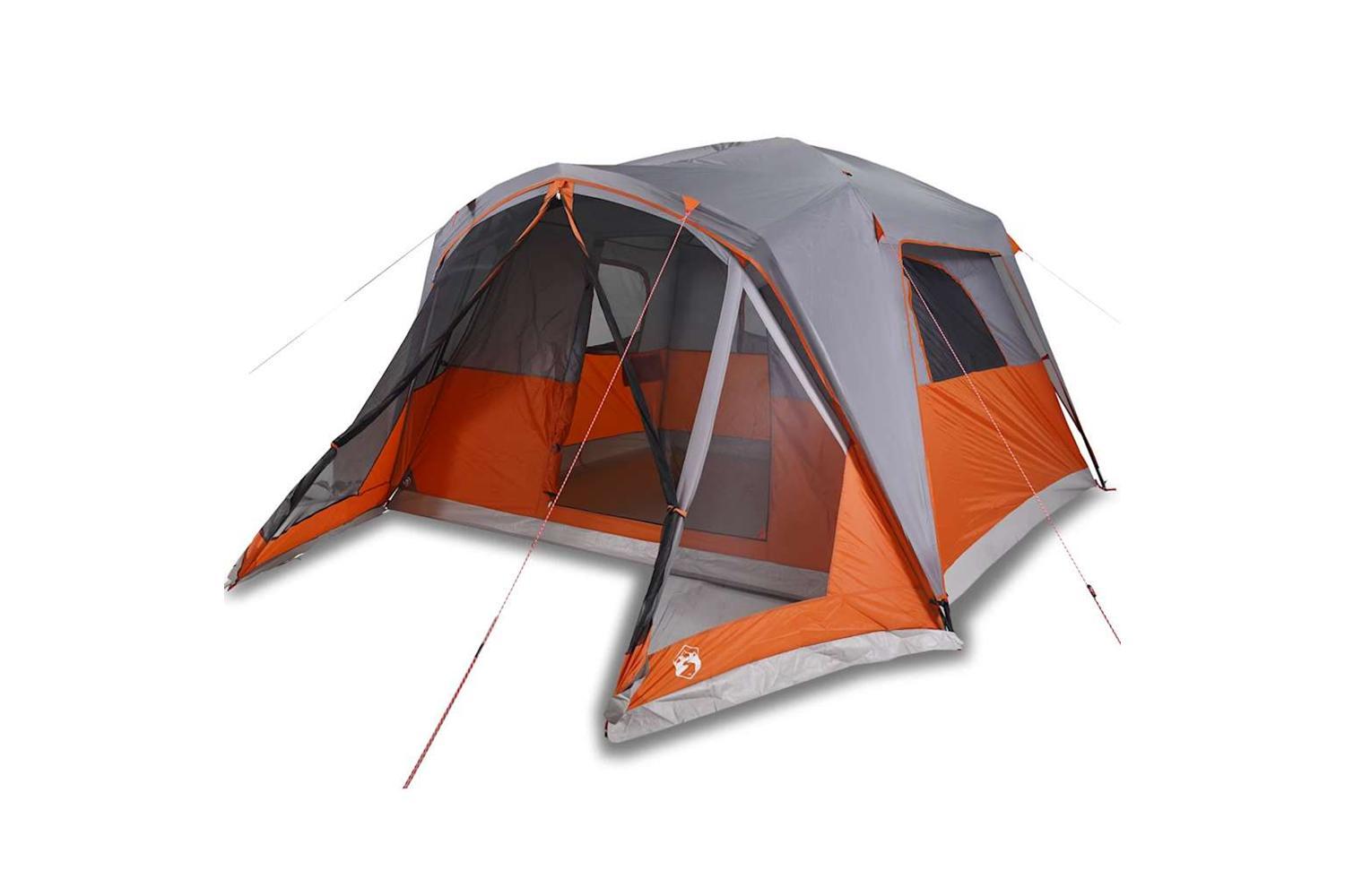 Vidaxl Family Tent With Porch 6-person Grey And Orange Waterproof-2
