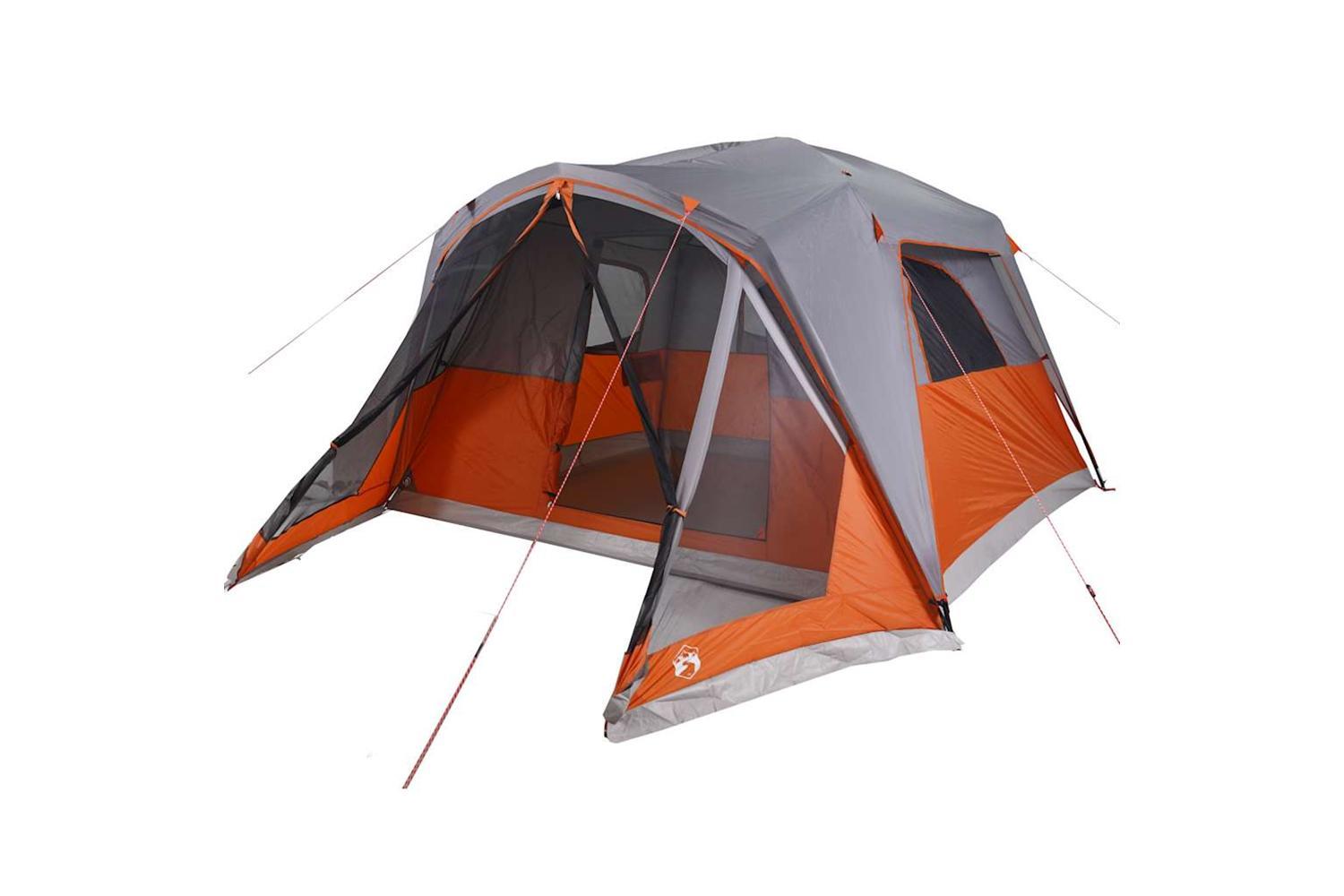 Vidaxl Family Tent With Porch 6-person Grey And Orange Waterproof-4