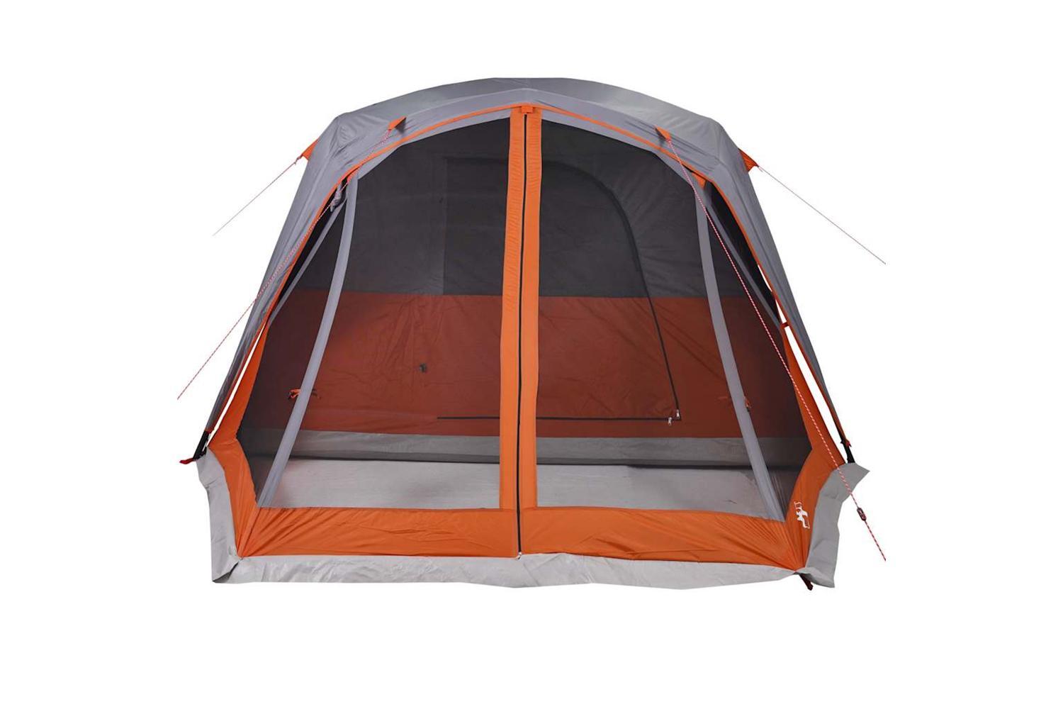 Vidaxl Family Tent With Porch 6-person Grey And Orange Waterproof-6