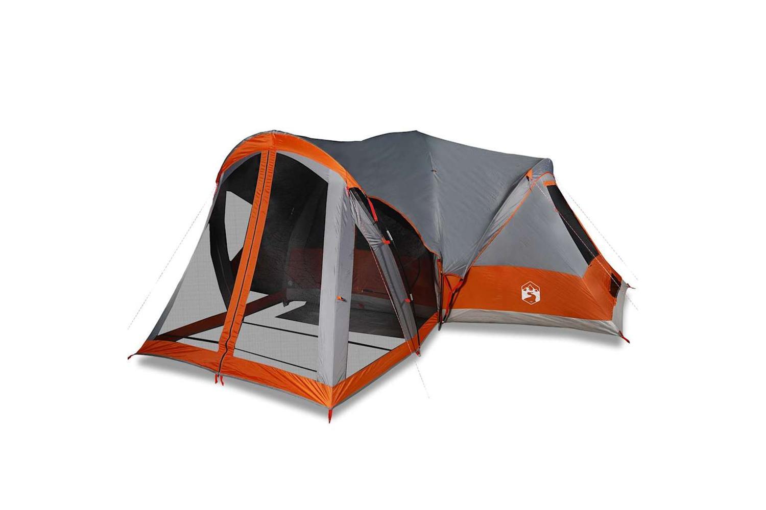 Vidaxl Family Tent Tipi 8-person Grey And Orange Waterproof-2
