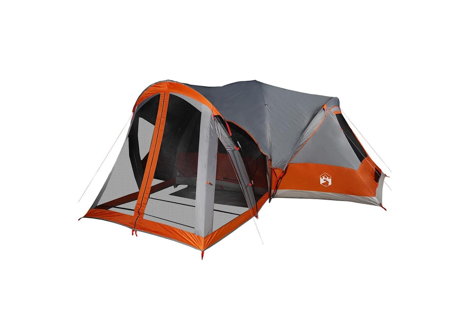 Vidaxl Family Tent Tipi 8-person Grey And Orange Waterproof-4