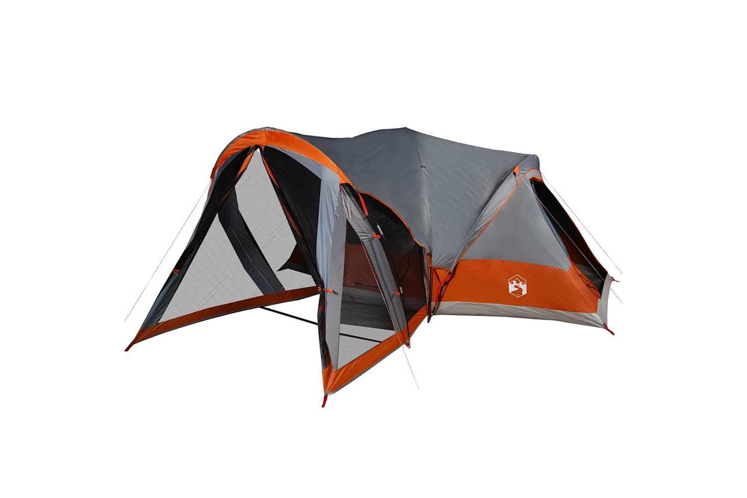 Vidaxl Family Tent Tipi 8-person Grey And Orange Waterproof-5
