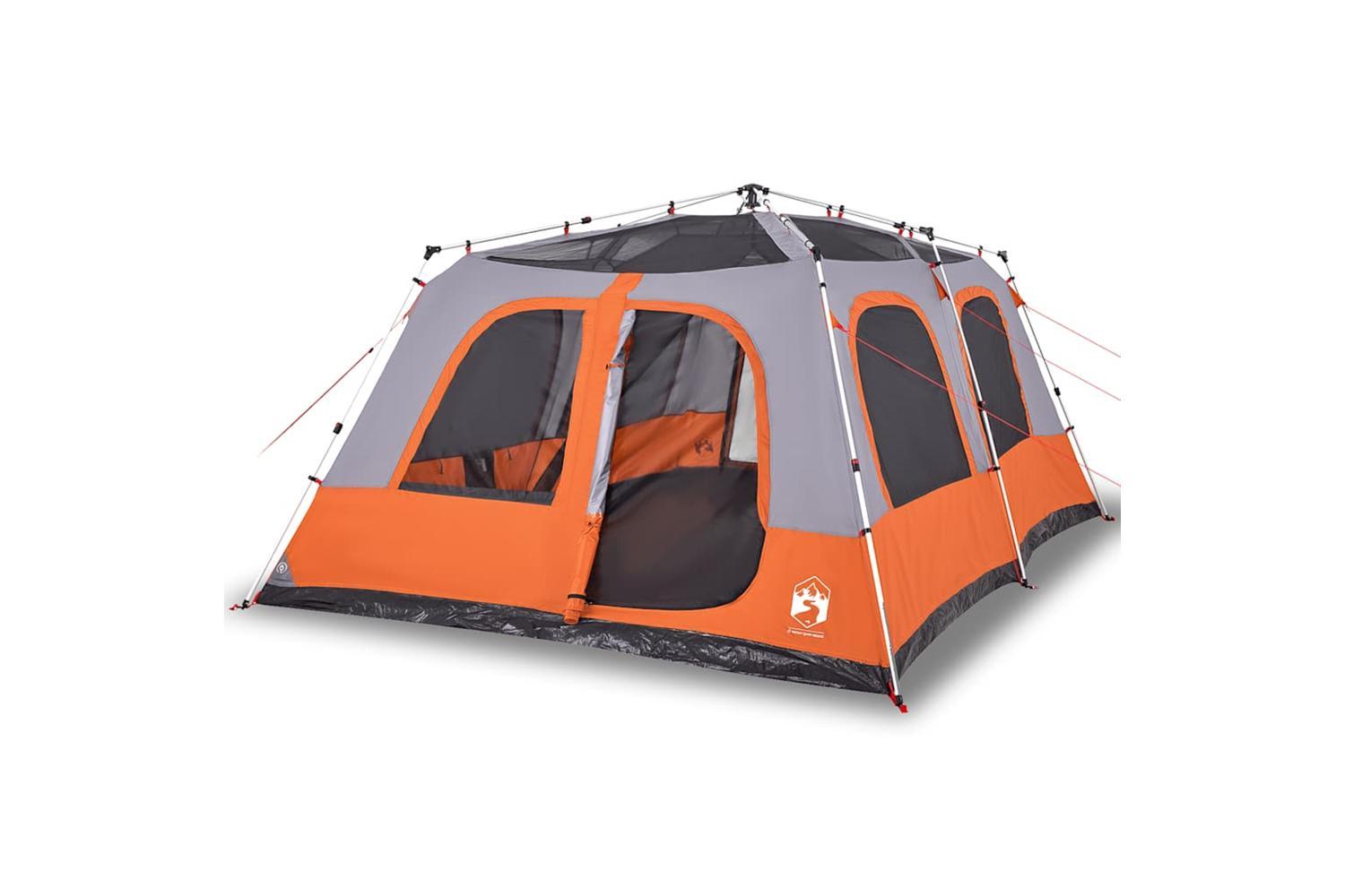 Vidaxl Family Tent Dome 10-person Grey And Orange Quick Release-2