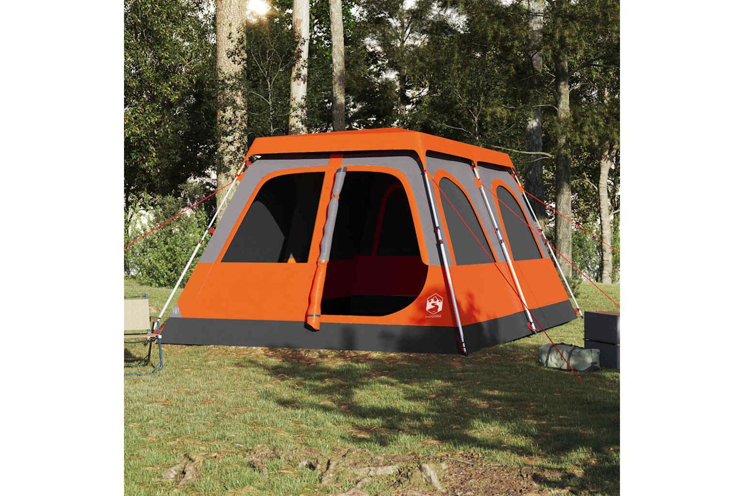 Vidaxl Family Tent Dome 10-person Grey And Orange Quick Release-3