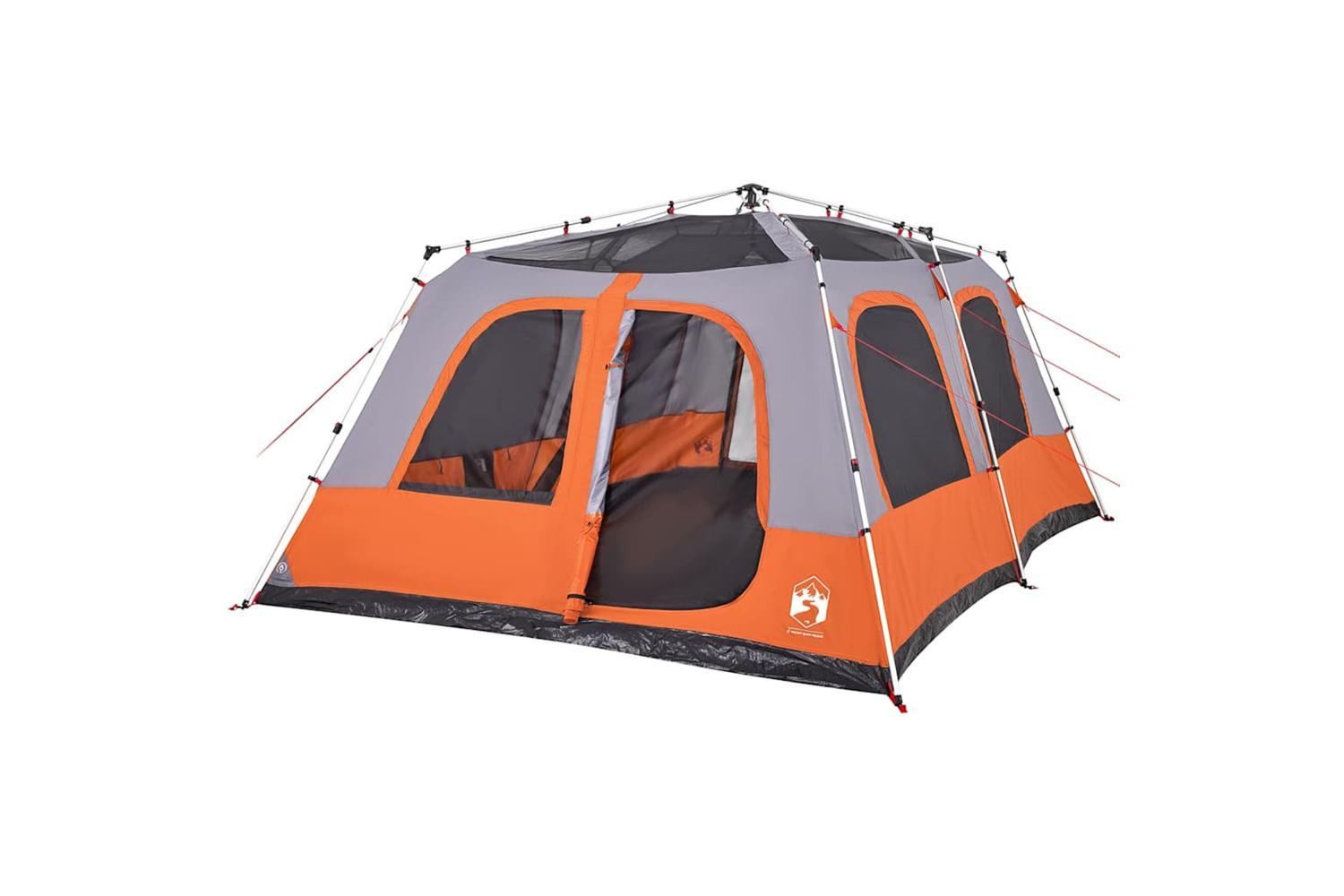 Vidaxl Family Tent Dome 10-person Grey And Orange Quick Release-4