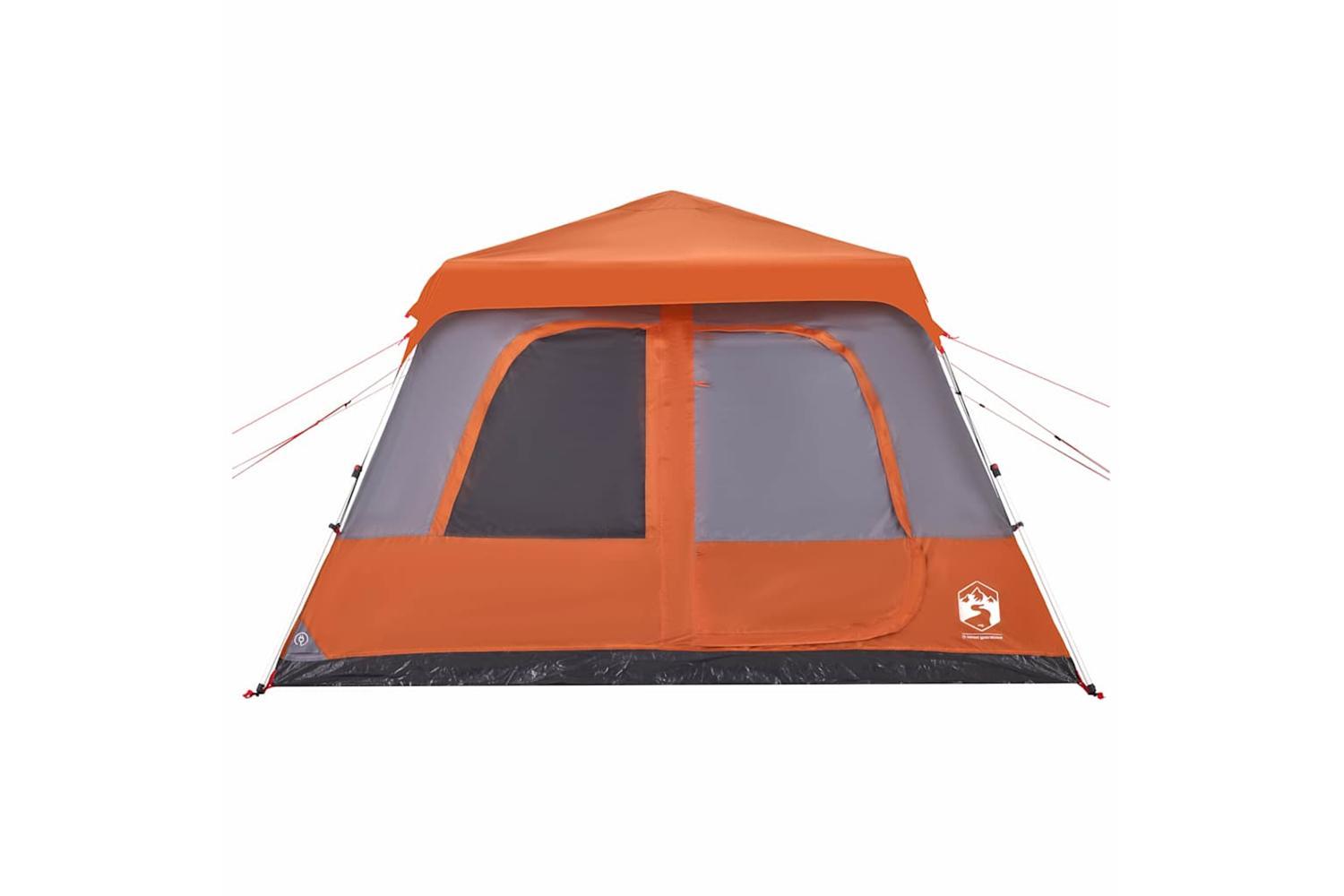 Vidaxl Family Tent Dome 10-person Grey And Orange Quick Release-5