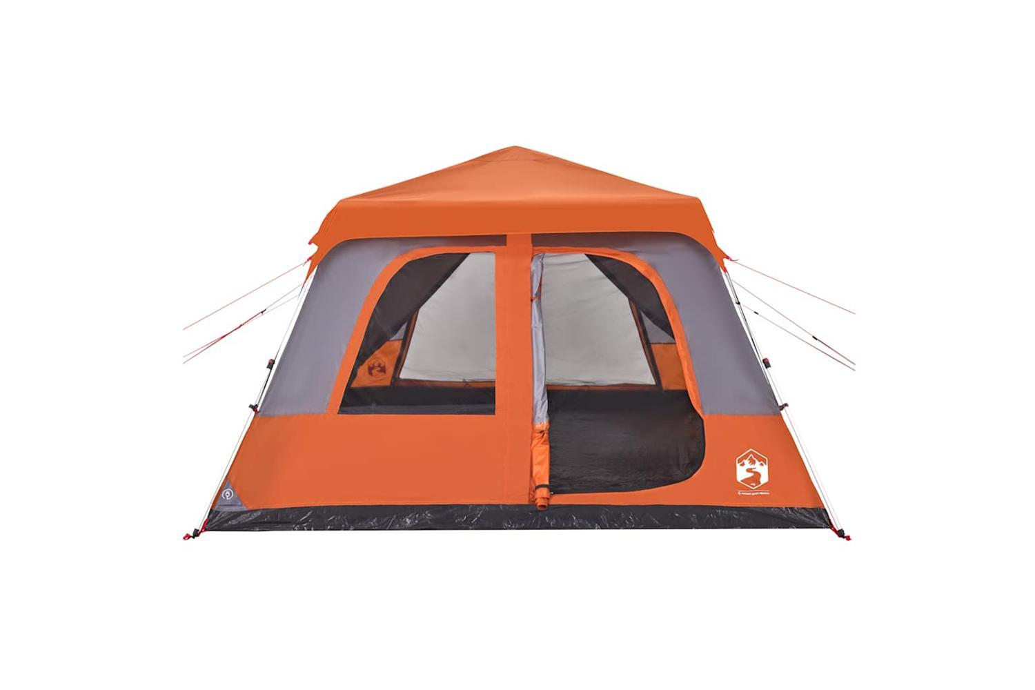 Vidaxl Family Tent Dome 10-person Grey And Orange Quick Release-6
