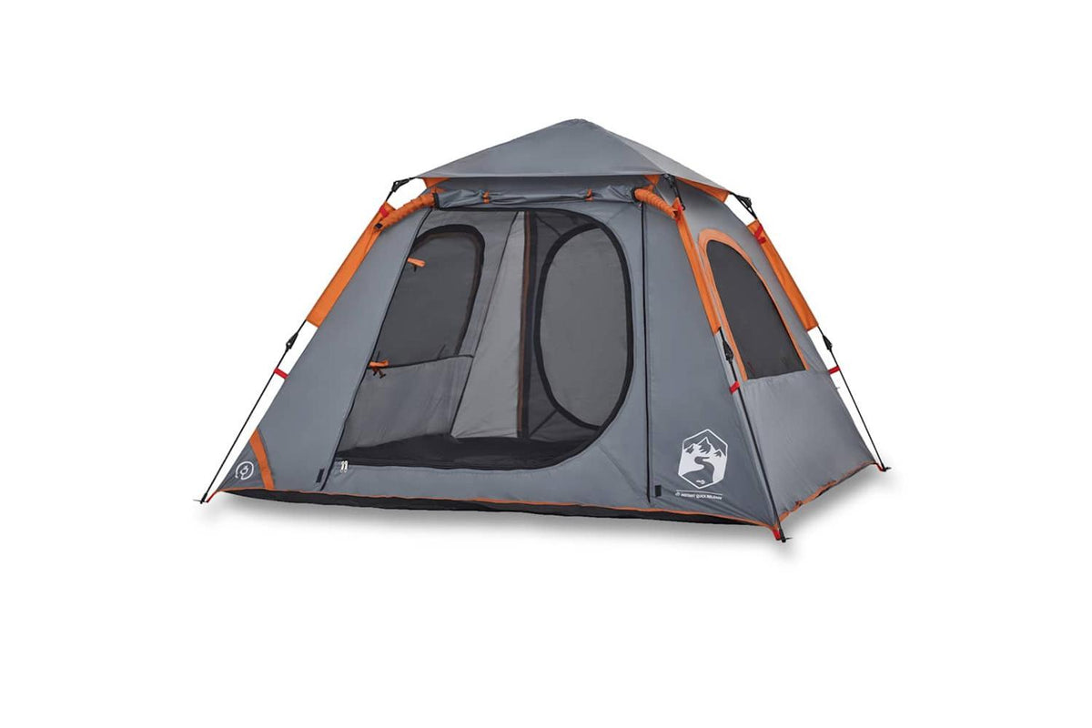 Vidaxl Camping Tent Dome 4-person Grey And Orange Quick Release