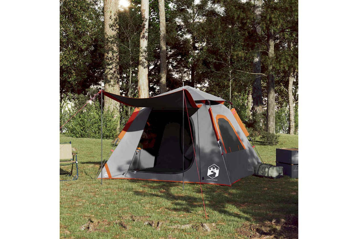Vidaxl Camping Tent Dome 4-person Grey And Orange Quick Release-3