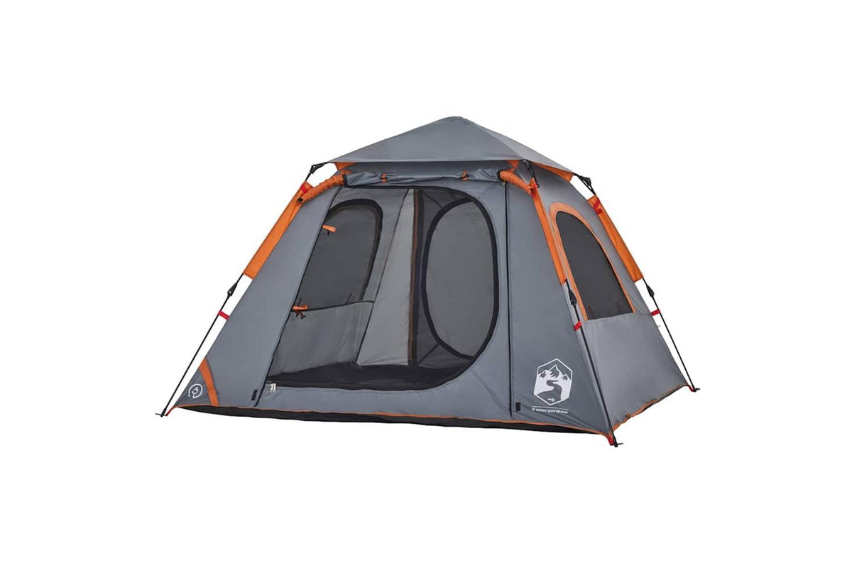 Vidaxl Camping Tent Dome 4-person Grey And Orange Quick Release-5