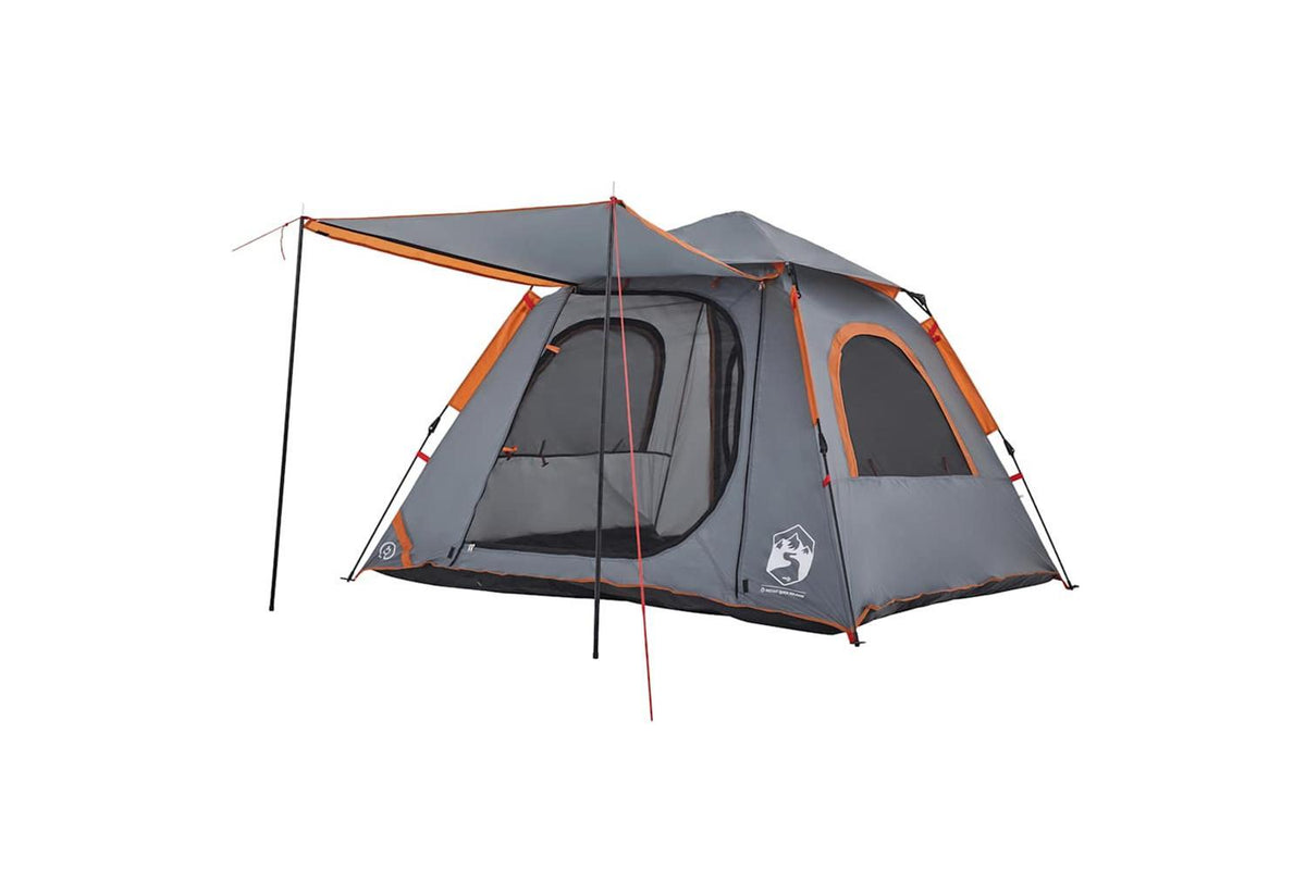 Vidaxl Camping Tent Dome 4-person Grey And Orange Quick Release-7