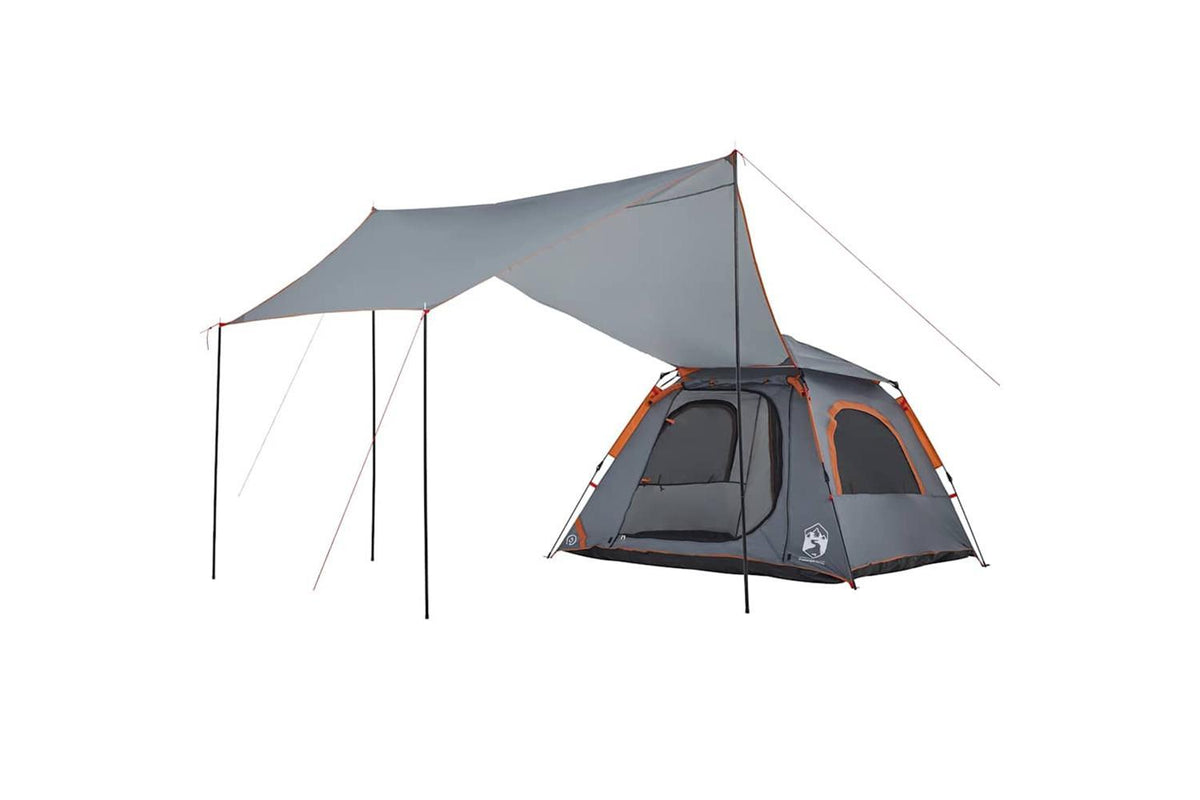 Vidaxl Camping Tent Dome 4-person Grey And Orange Quick Release-8