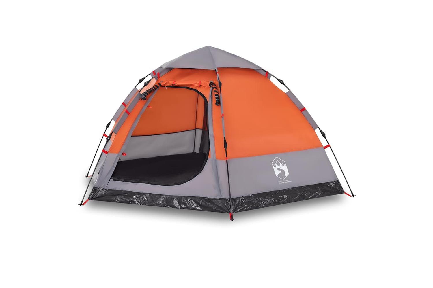 Vidaxl Camping Tent Cabin 4-person Grey And Orange Quick Release-2