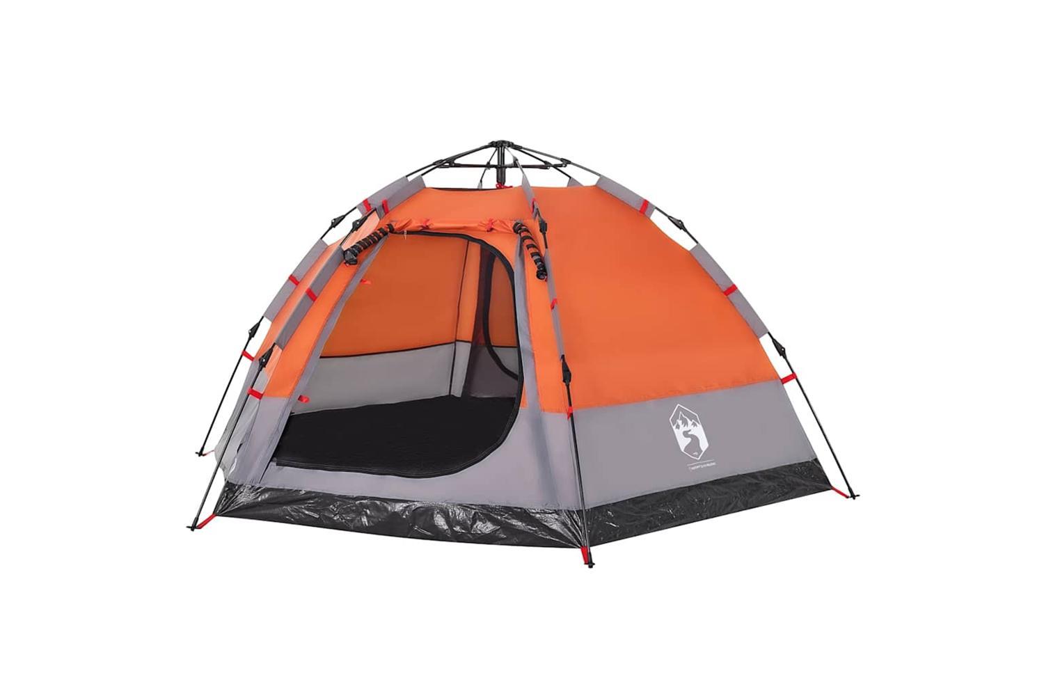Vidaxl Camping Tent Cabin 4-person Grey And Orange Quick Release-5