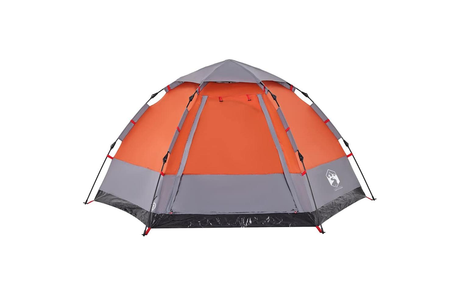 Vidaxl Camping Tent Cabin 4-person Grey And Orange Quick Release-6