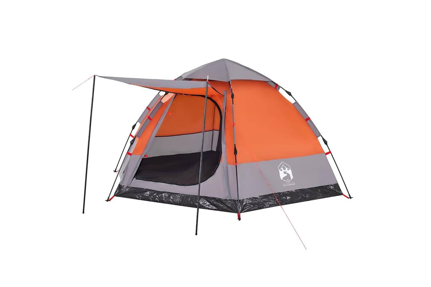 Vidaxl Camping Tent Cabin 4-person Grey And Orange Quick Release-7