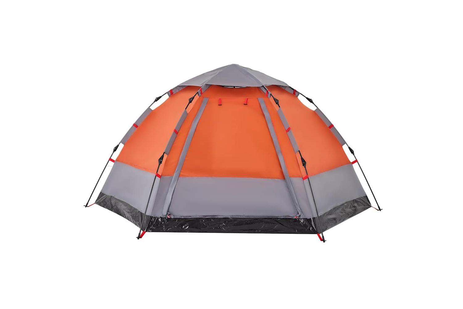 Vidaxl Camping Tent Cabin 4-person Grey And Orange Quick Release-8