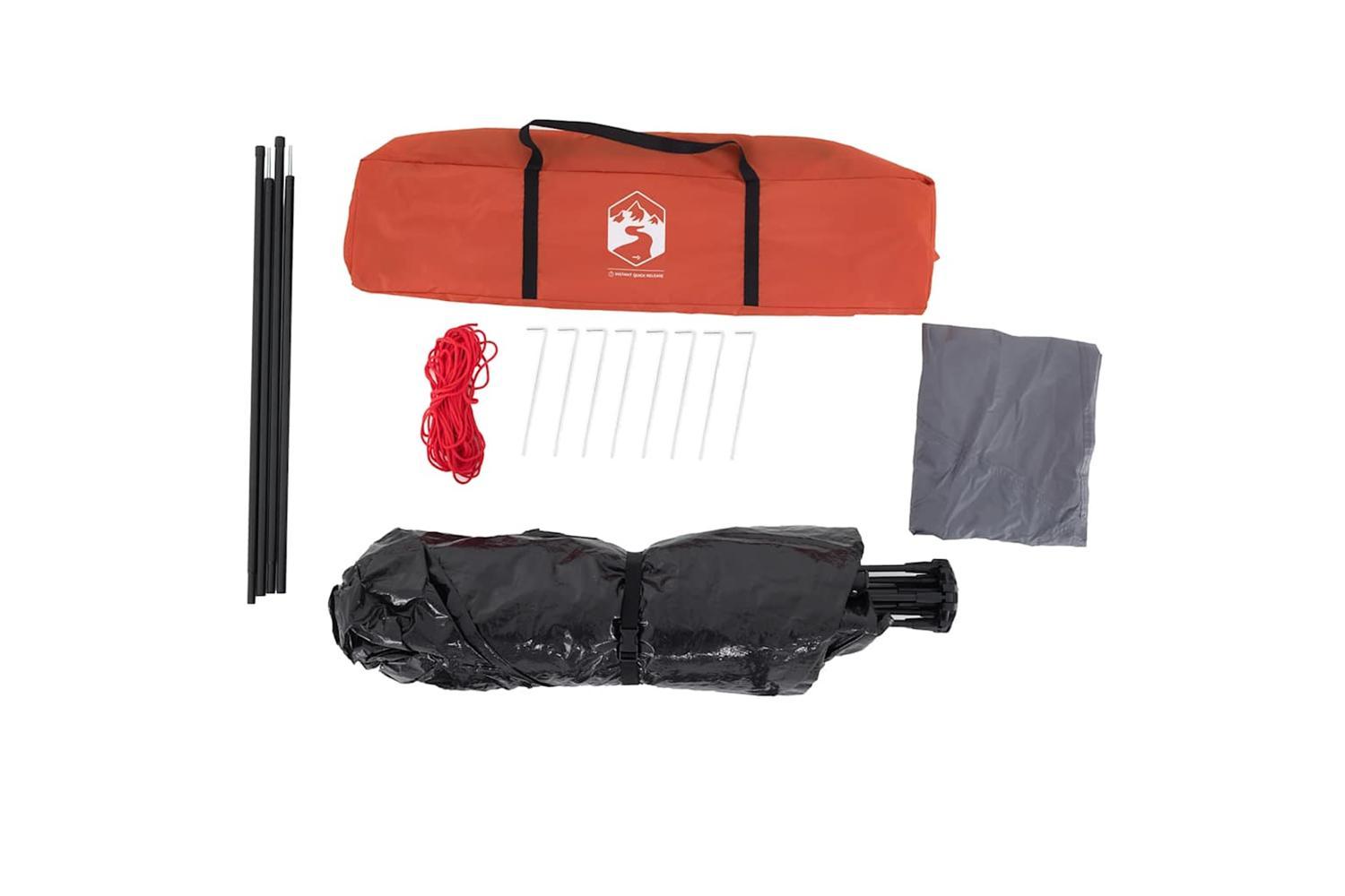Vidaxl Camping Tent Cabin 4-person Grey And Orange Quick Release-10