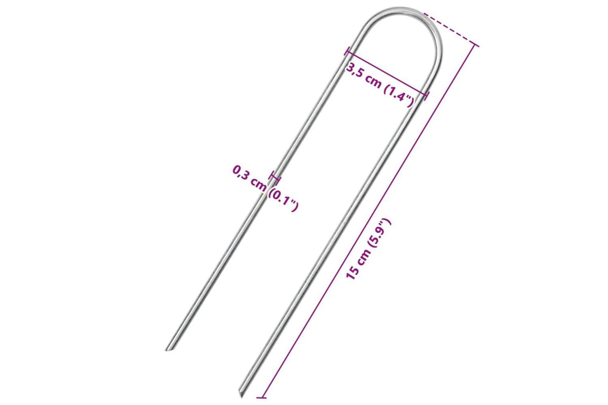 Vidaxl Ground Pegs U Shape 25 Pcs 15x3.5 Cm Galvanised Steel-5