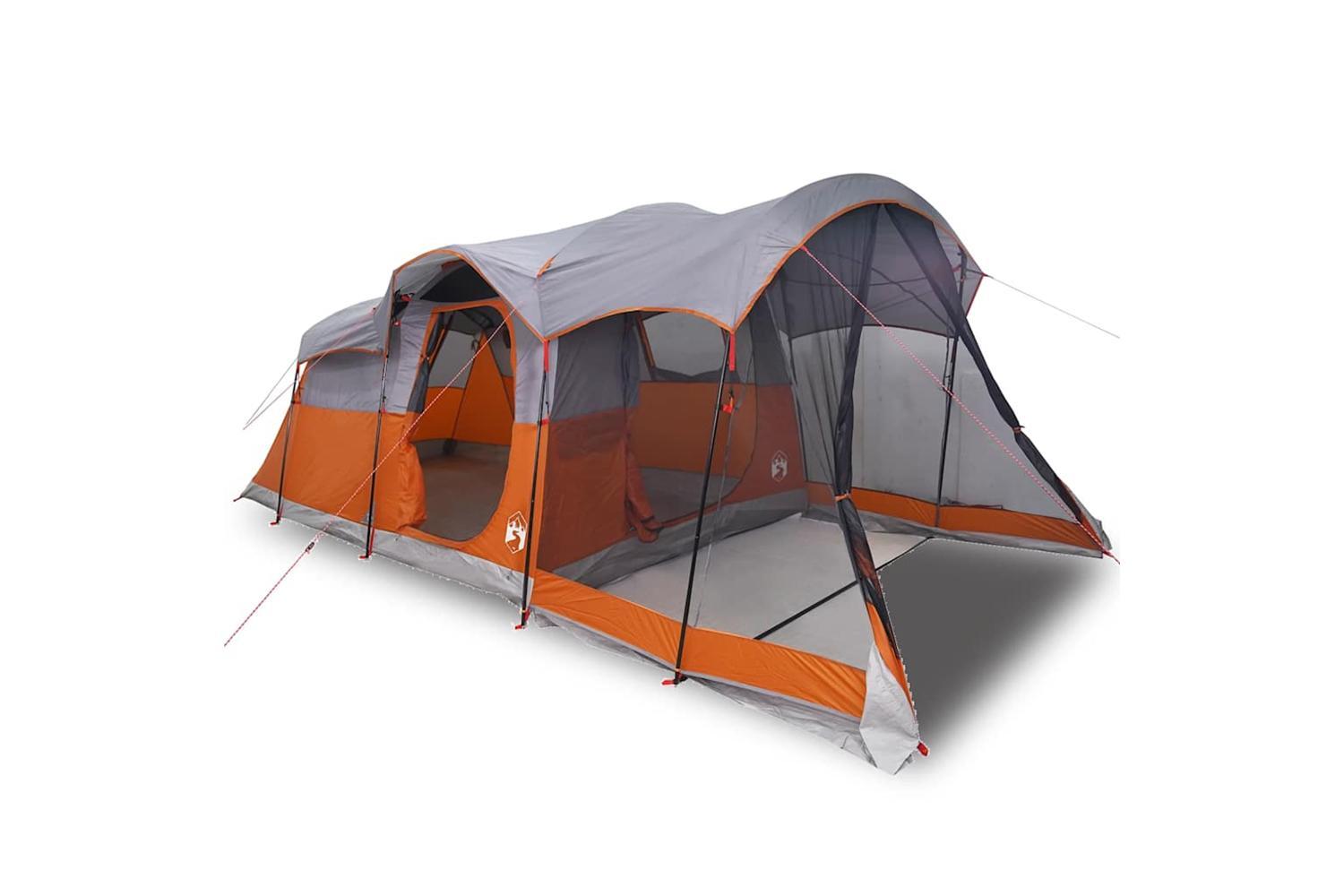 Vidaxl Family Tent Tunnel 8-person Grey And Orange Waterproof-2