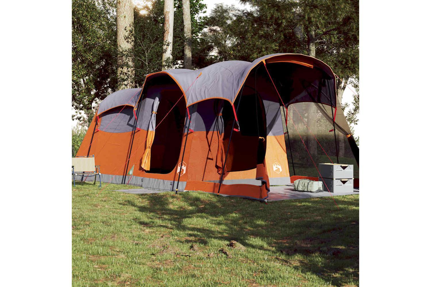 Vidaxl Family Tent Tunnel 8-person Grey And Orange Waterproof-3
