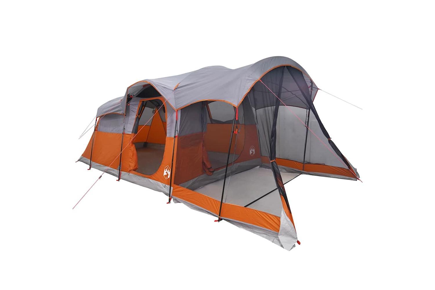 Vidaxl Family Tent Tunnel 8-person Grey And Orange Waterproof-4