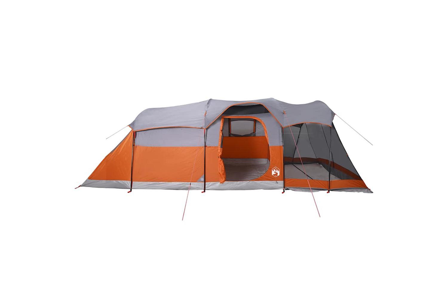 Vidaxl Family Tent Tunnel 8-person Grey And Orange Waterproof-6