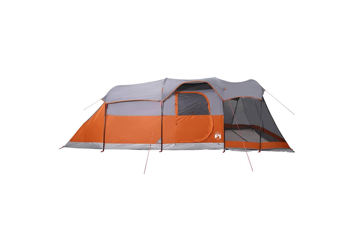 Vidaxl Family Tent Tunnel 8-person Grey And Orange Waterproof-7