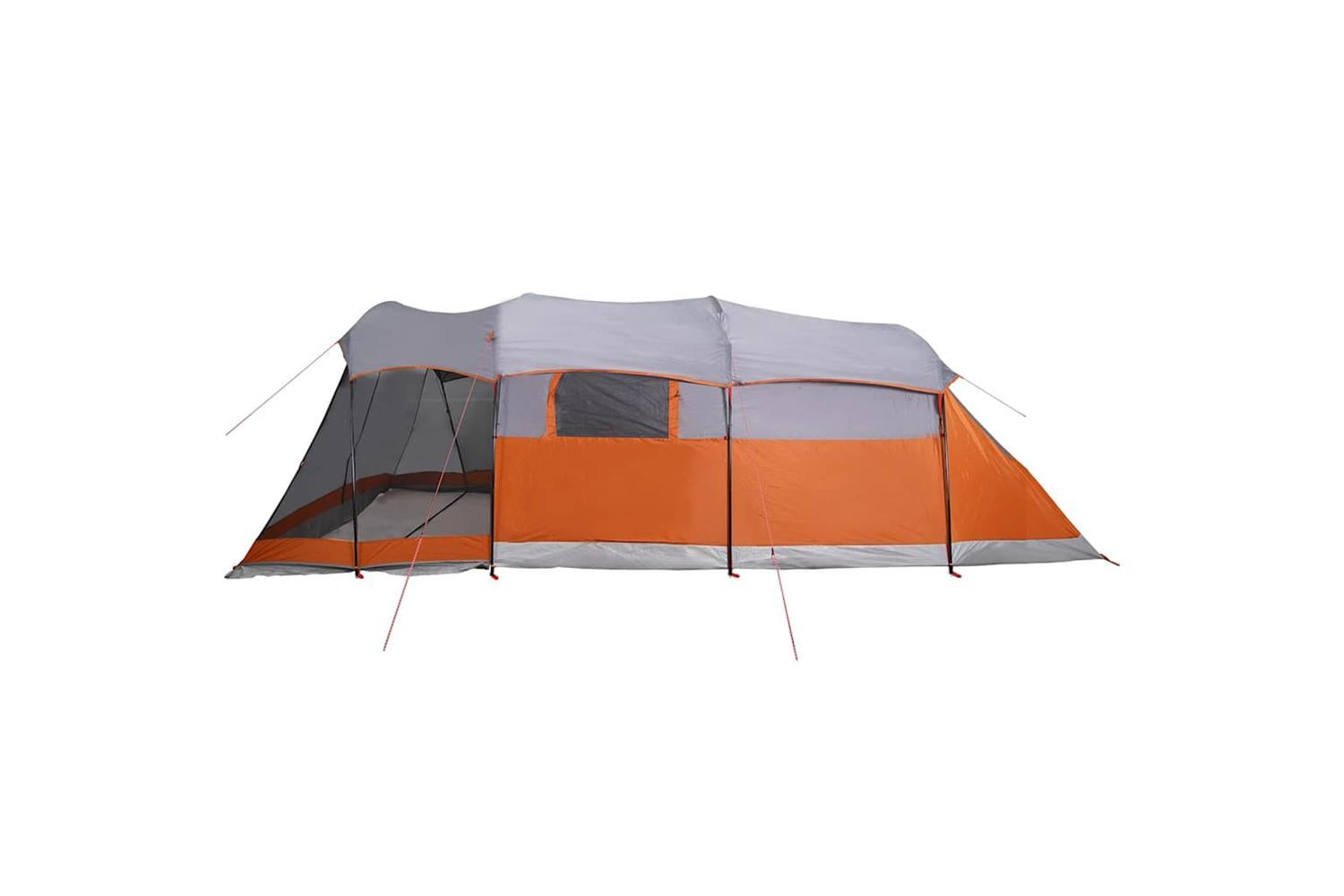 Vidaxl Family Tent Tunnel 8-person Grey And Orange Waterproof-9