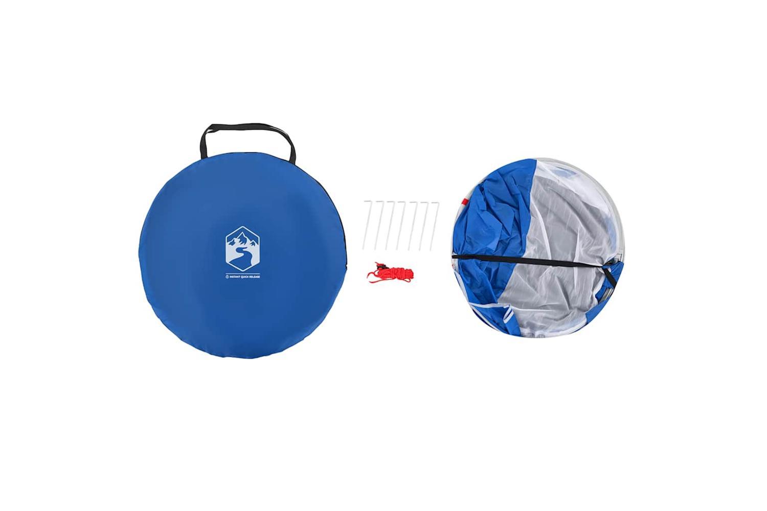 Vidaxl Beach Tent 2-person Azure Blue Pop-up Waterproof-9